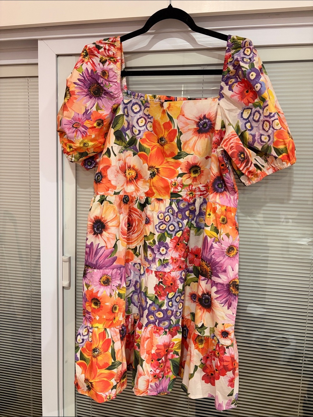 Express Floral Puff Sleeve Babydoll Dress Size XL